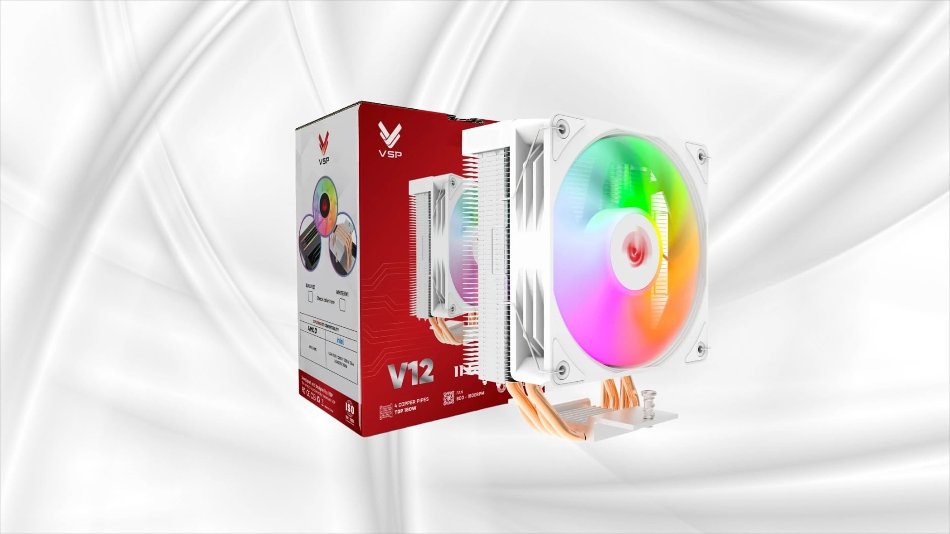 Tản Nhiệt Khí VSP V12 Infinity – Trắng: Giải Pháp Làm Mát Hiệu Quả Cho PC Hiện Đại