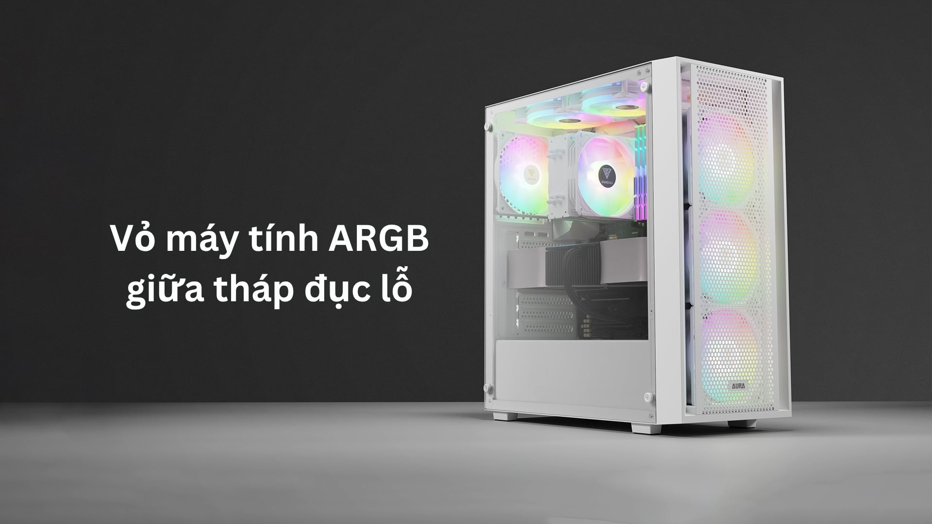 Gamdias Aura GC2 Elite ARGB F-ATX (Kèm Sẵn 4F ARGB) Trắng