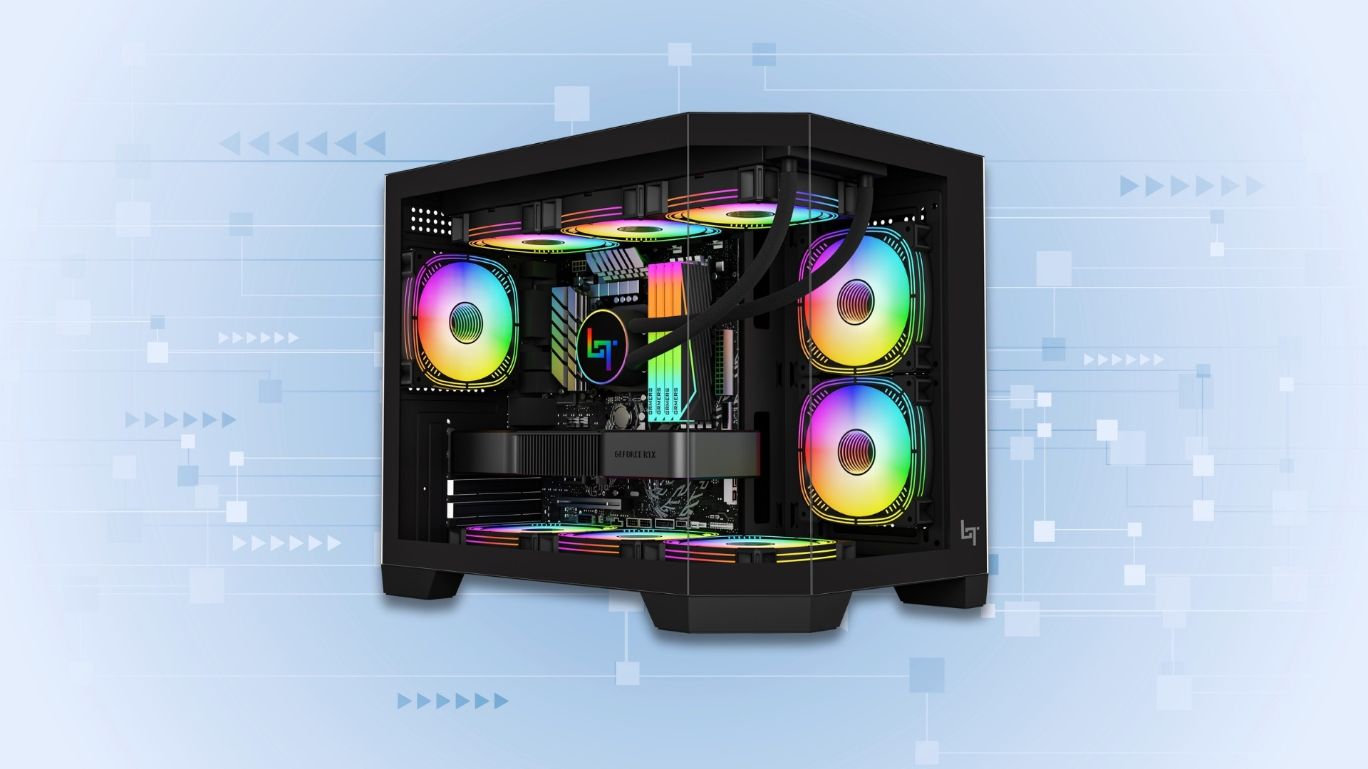 Thùng máy LinkTech Shiva – Case hồ cá M-ATX tối ưu không gian, airflow và thẩm mỹ