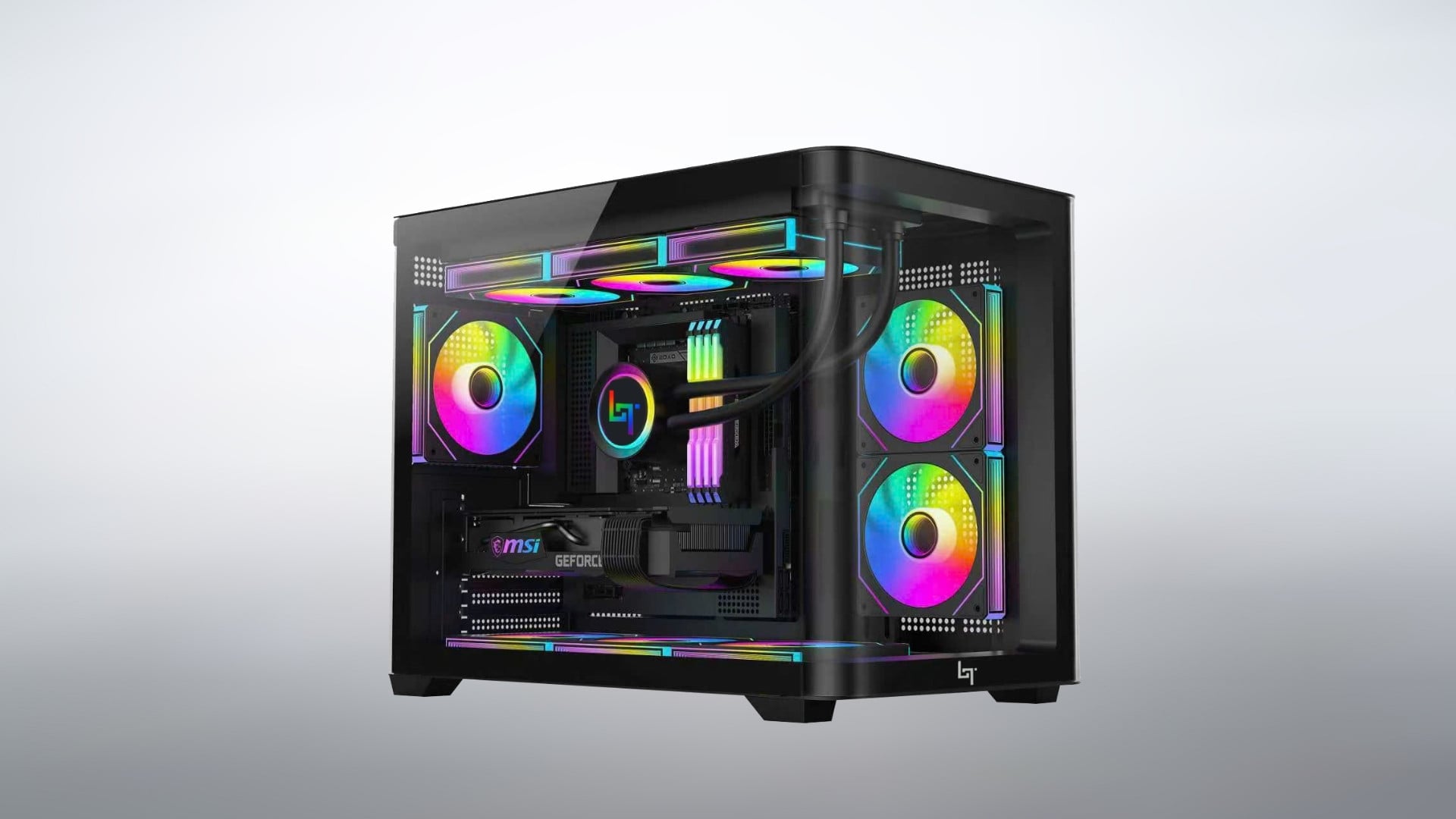 Thùng máy LinkTech Siren M Đen - Case hồ cá kính cong tối ưu