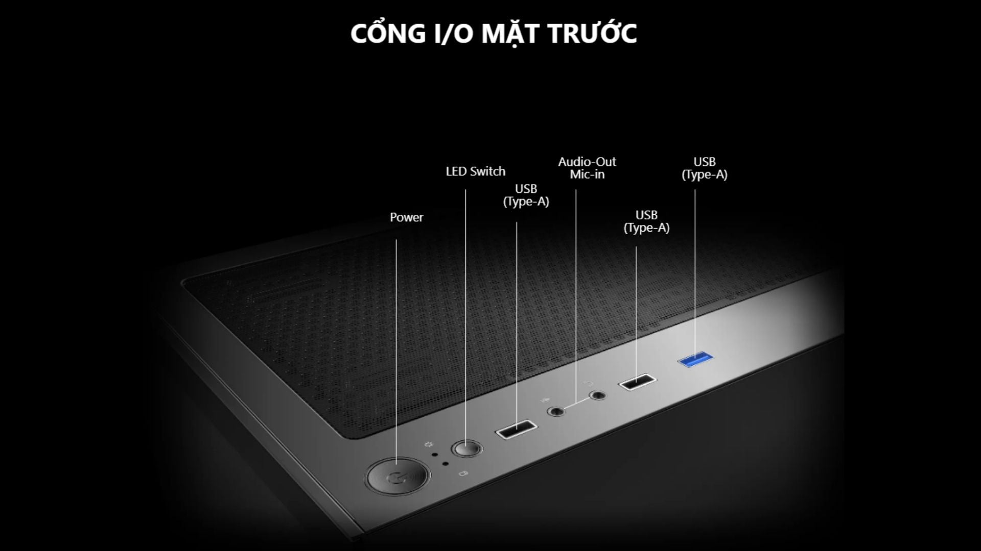 Case&nbsp;MSI MAG PANO M110A Black - Cổng kết nối tiện dụng