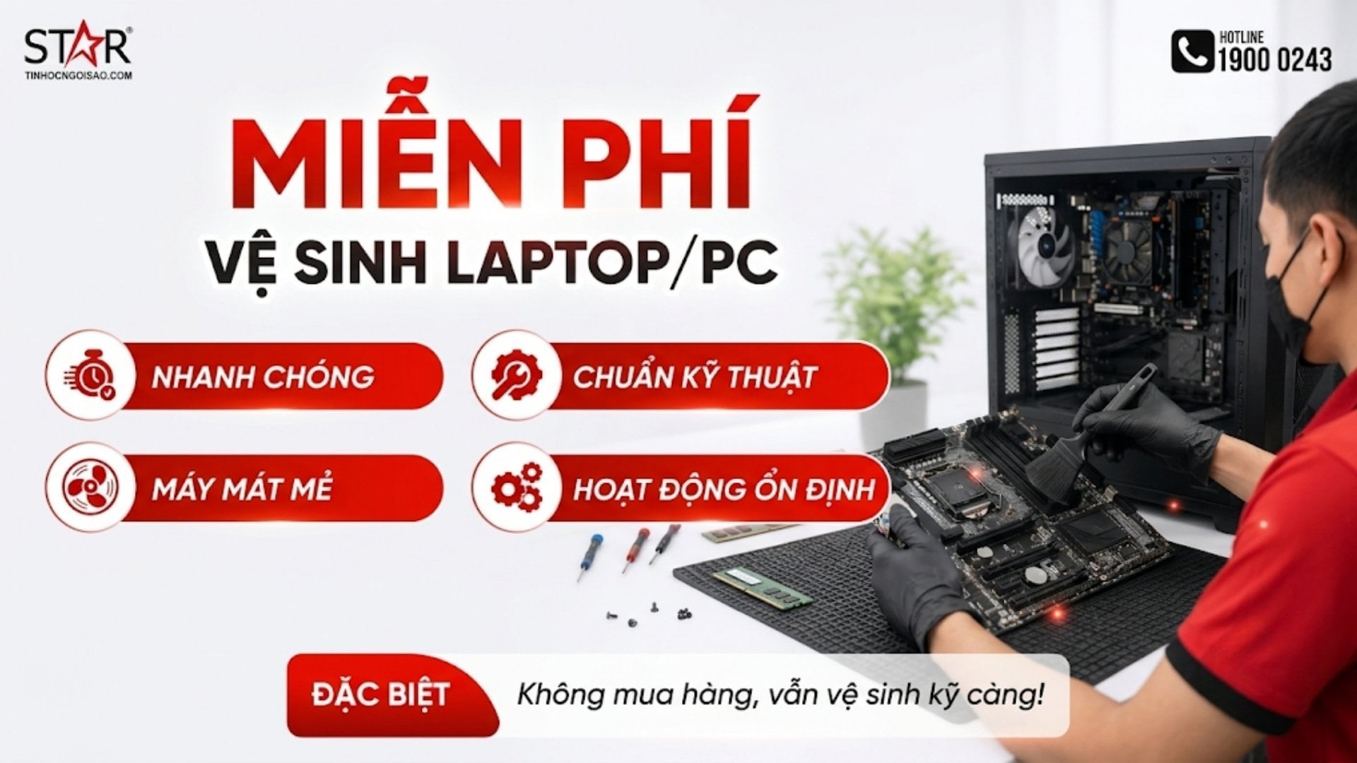 Vệ sinh PC Laptop miễn phí tại Tin Học Ngôi Sao
