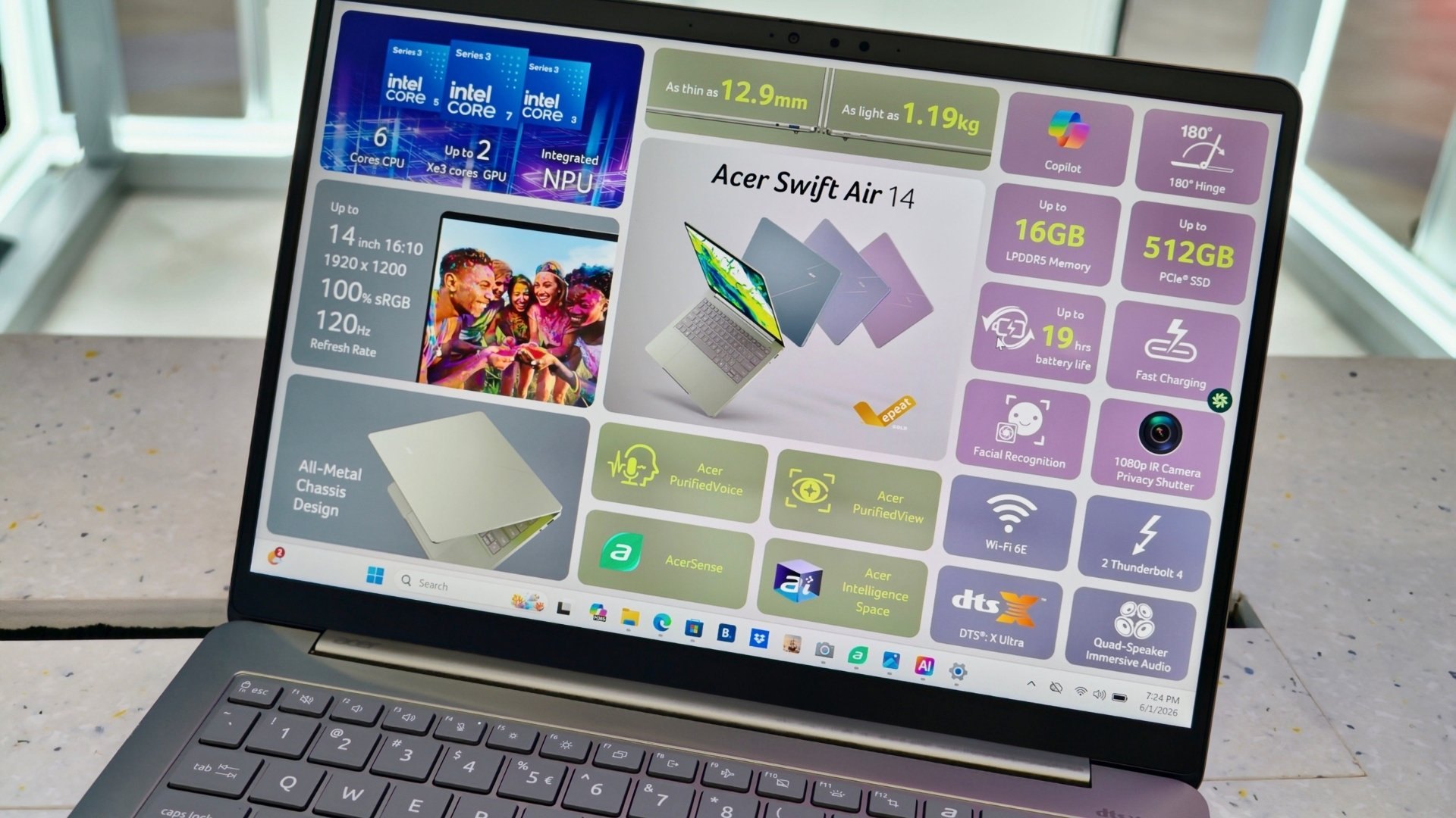 Trải nghiệm giải trí và làm việc trên laptop Acer Swift Air 14 được đầu tư kỹ lưỡng