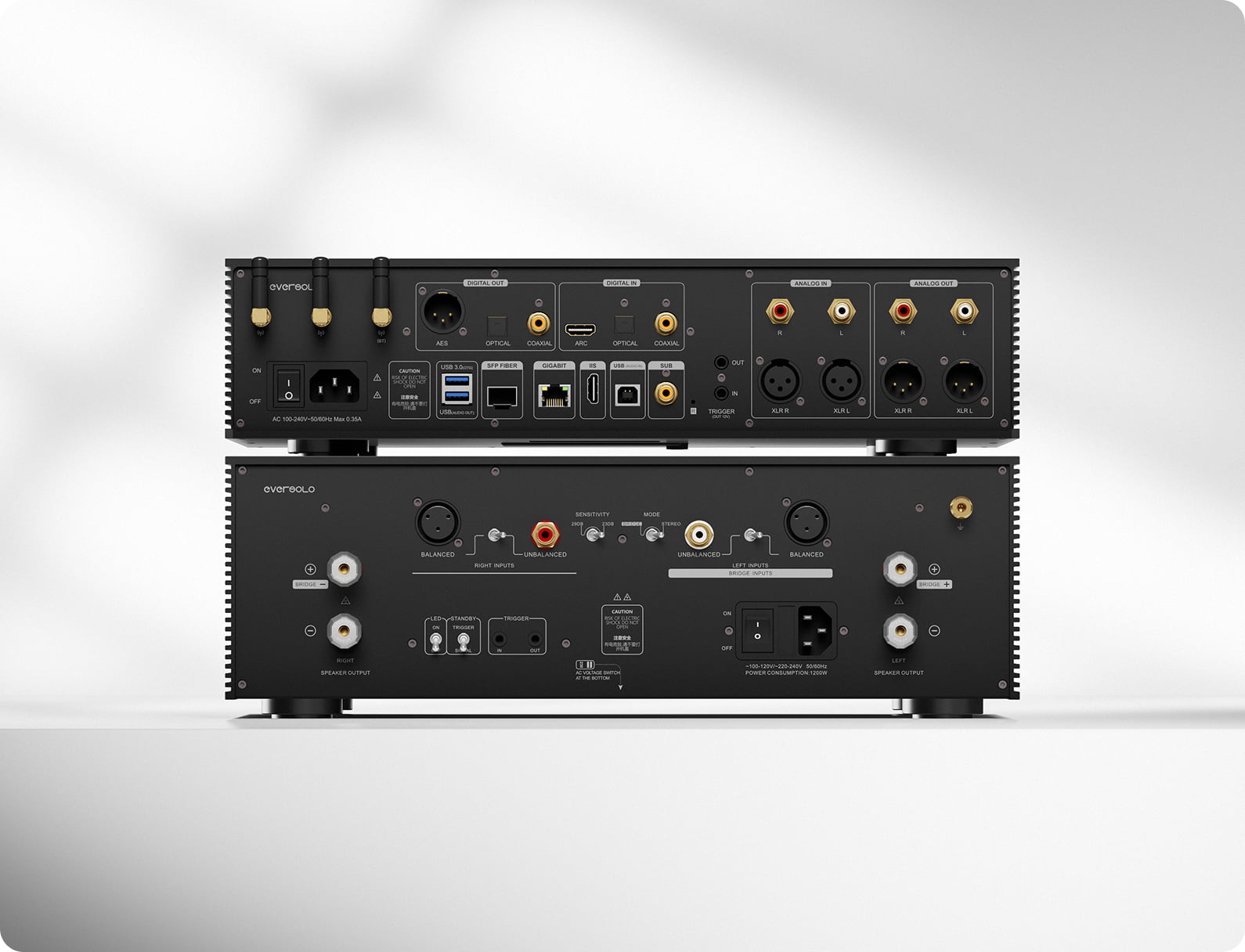 Hai AMP-F8 với hệ thống kết nối mặt sau