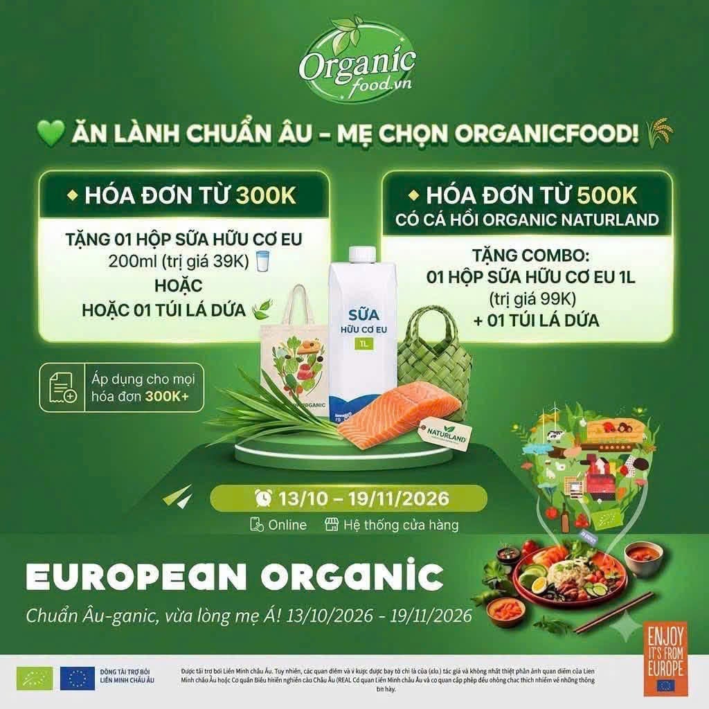 QUÀ TẶNG HẤP DẪN- ĂN LÀNH CHUẨN ÂU – MẸ CHỌN ORGANICFOOD