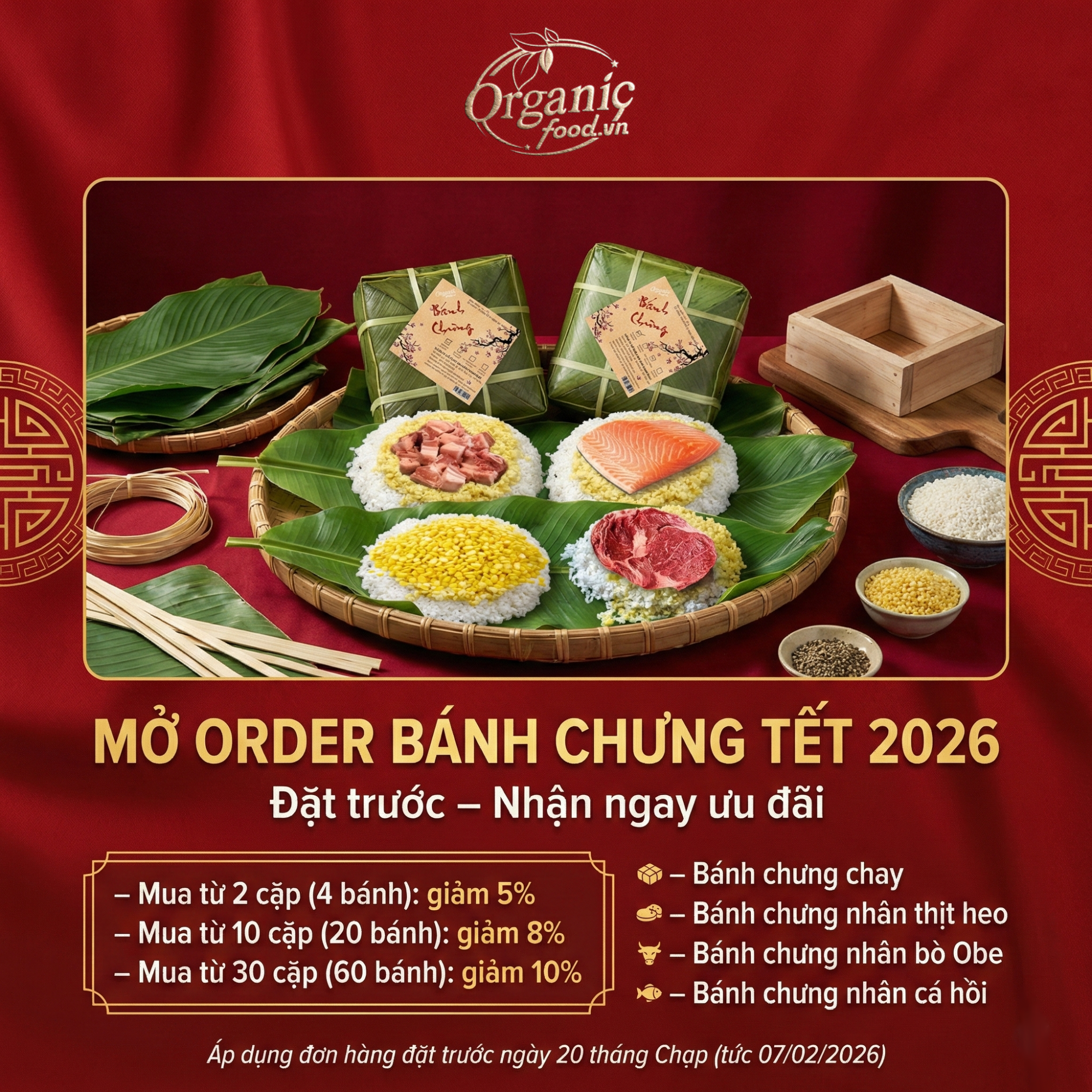CHÍNH THỨC MỞ ORDER BÁNH CHƯNG TẾT 2026: Vị ngon truyền thống - Chất lượng hảo hạng