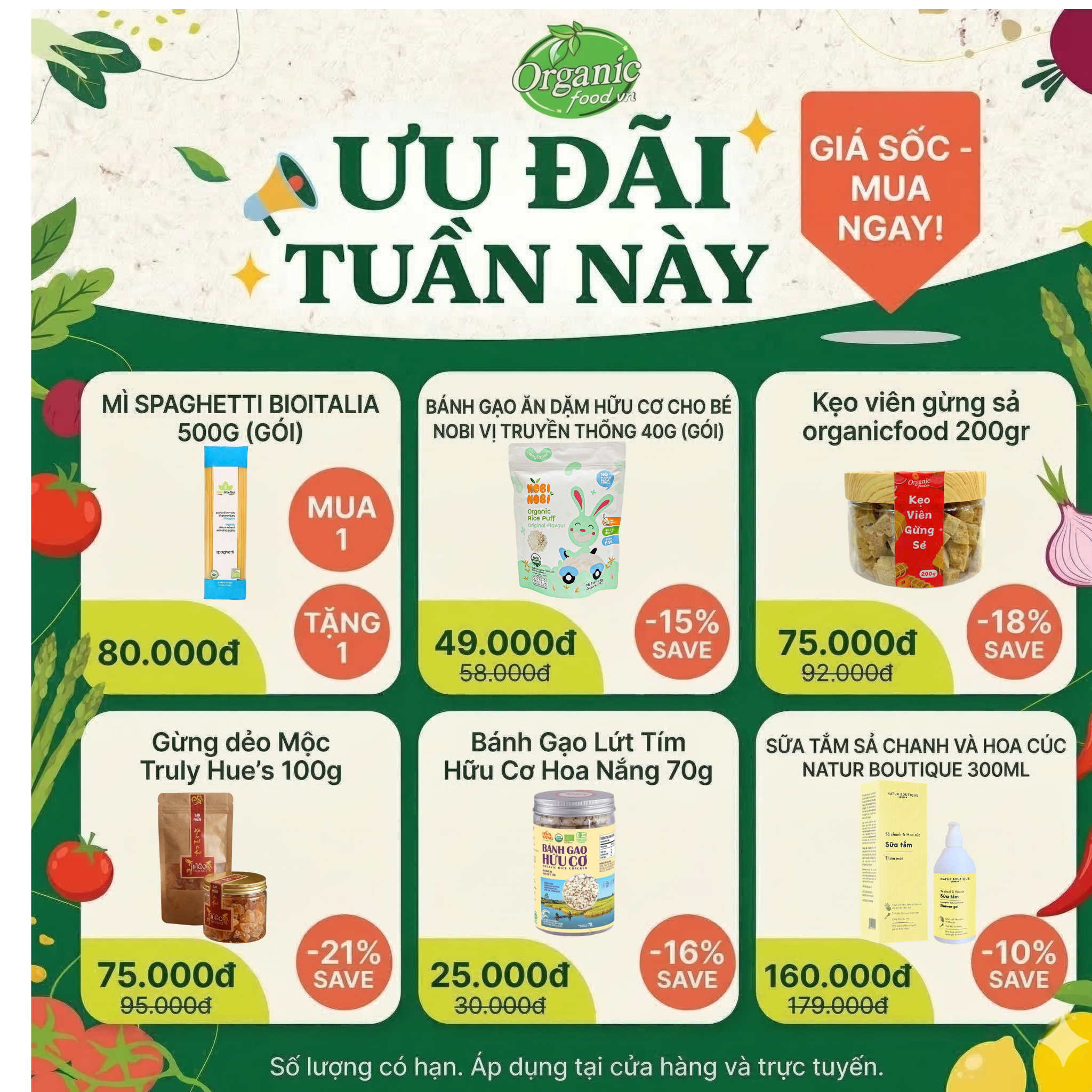 Ưu Đãi Tuần Này Tại Organic Food – Mua Ngay Thực Phẩm Organic Giá Tốt