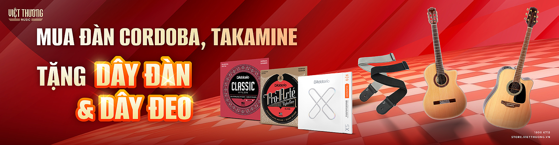CORDOBA & TAKAMINE tặng dây đàn + dây đeo đàn