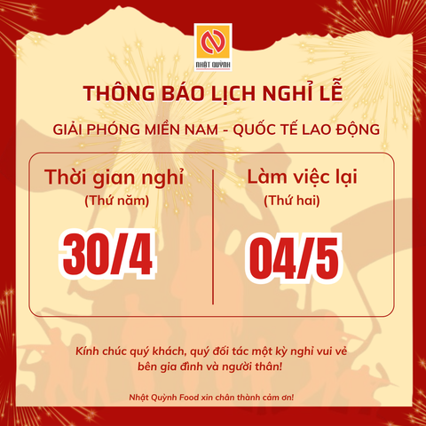 THÔNG BÁO LỊCH NGHỈ LỄ 30/4 – 1/5