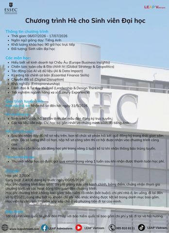 Chương trình Hè dành cho Sinh viên Đại học tại ESSEC Business School