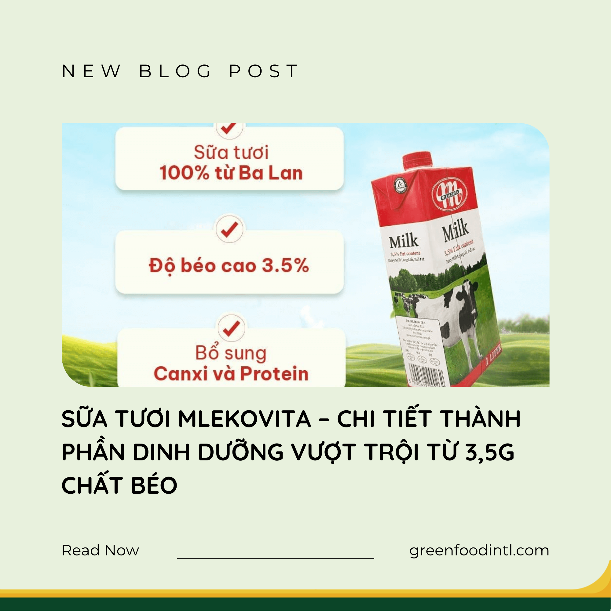 THÀNH PHẦN DINH DƯỠNG TRONG SỮA TƯƠI MLEKOVITA
