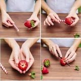 Mẹo Dùng Ống Hút Giấy Lấy Lõi Dâu Tây Siêu Nhanh