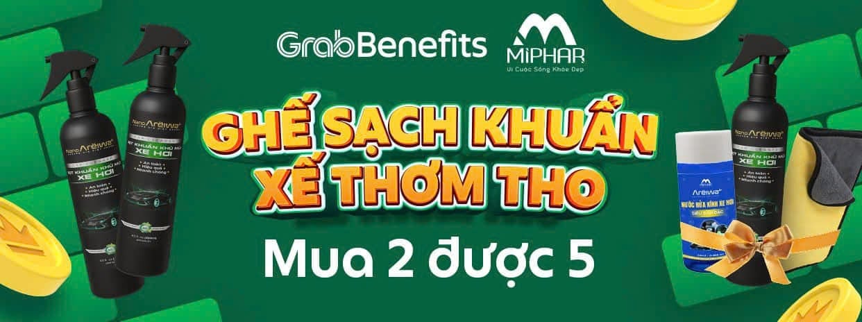 Ưu đãi đặc biệt - Mua 2 được 5 từ nhãn hàng Areiwa dành cho tài xế Grab
