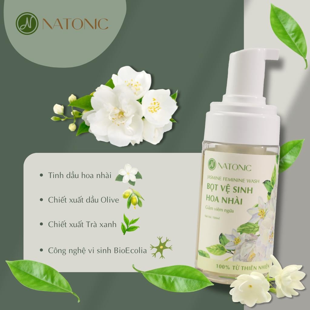 Bọt vệ sinh phụ nữ Hoa Nhài Natonic giảm viêm ngứa, ngừa mùi hôi