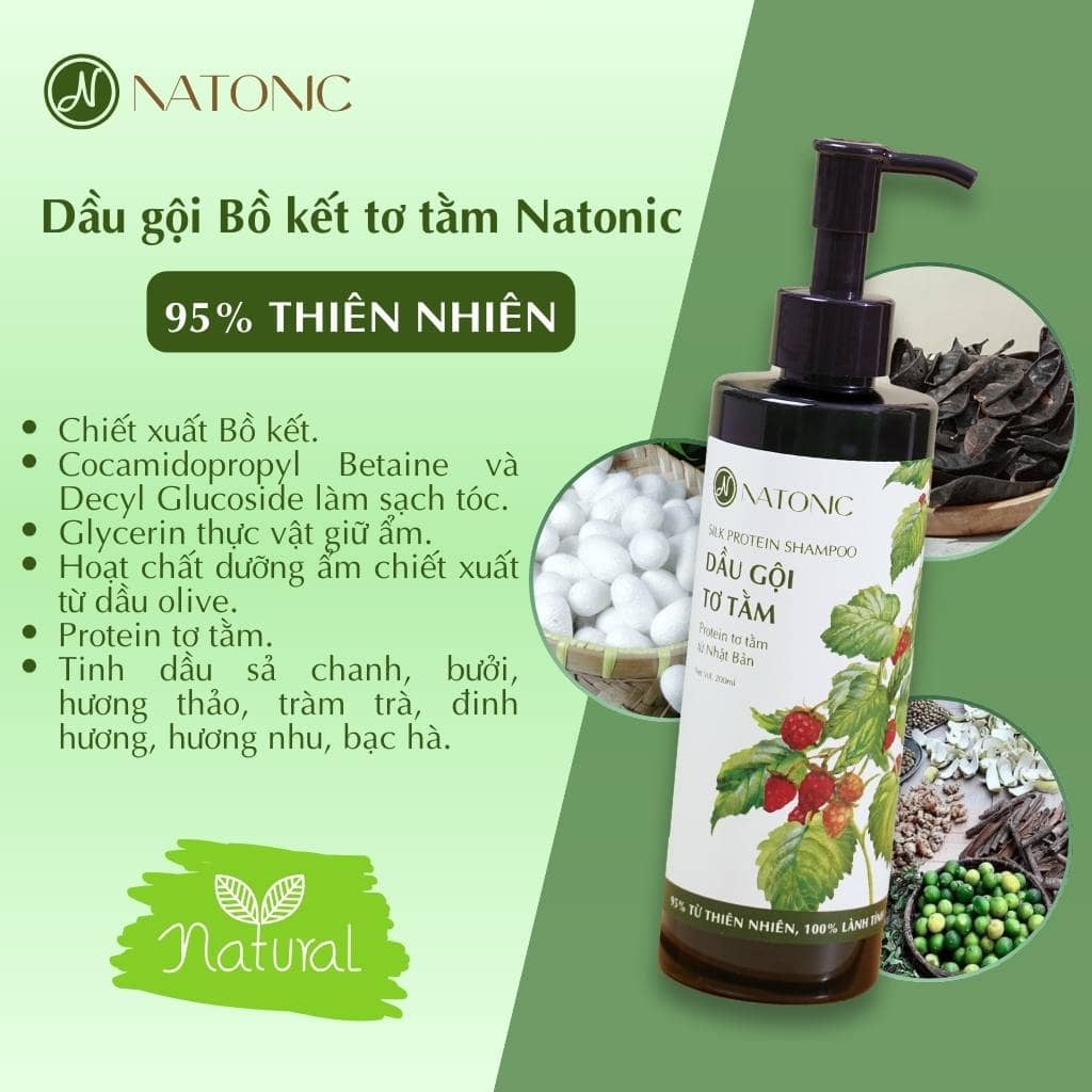 Dầu gội Bồ kết tơ tằm 95% thiên nhiên nhiều bọt, mềm mượt hơn, phù hợp da đầu khô