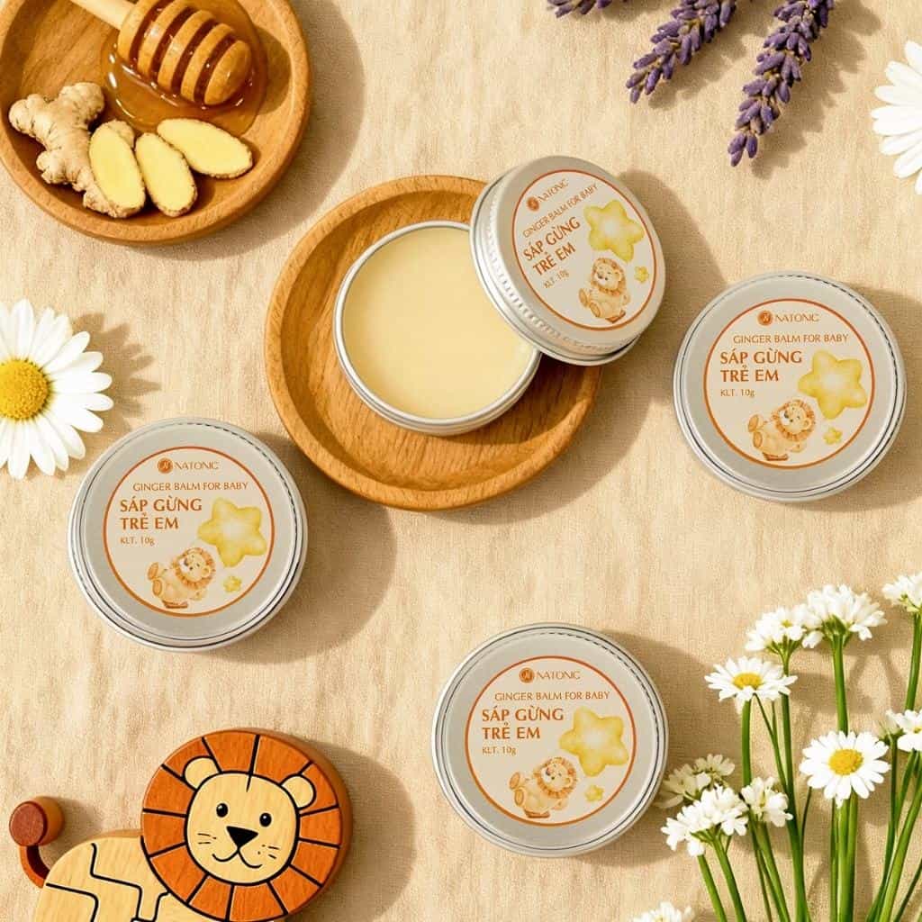 Sáp gừng Natonic giữ ấm cho trẻ em, phòng cảm lạnh, ngừa nghẹt mũi, dưỡng ẩm