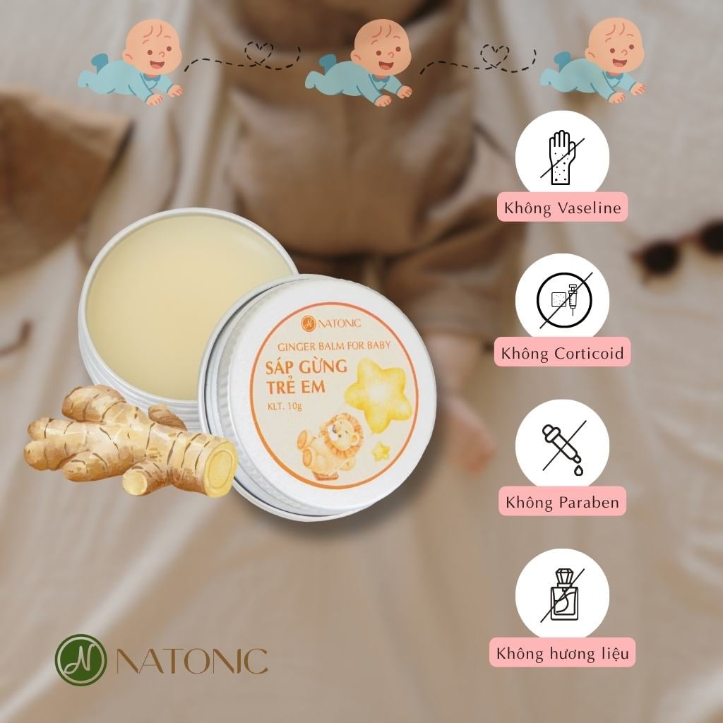 Sáp gừng Natonic giữ ấm cho trẻ em, phòng cảm lạnh, ngừa nghẹt mũi, dưỡng ẩm