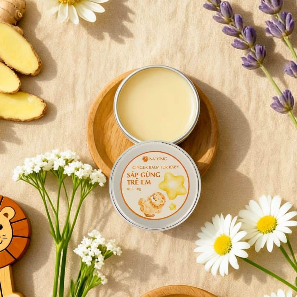 Sáp gừng Natonic giữ ấm cho trẻ em, phòng cảm lạnh, ngừa nghẹt mũi, dưỡng ẩm