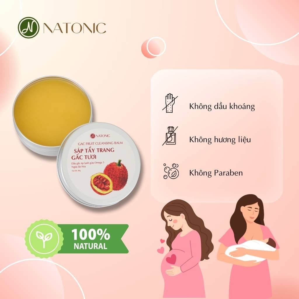 Sáp tẩy trang Gấc Tươi Natonic làm sạch lớp makeup, dưỡng ẩm da, không chứa dầu khoáng