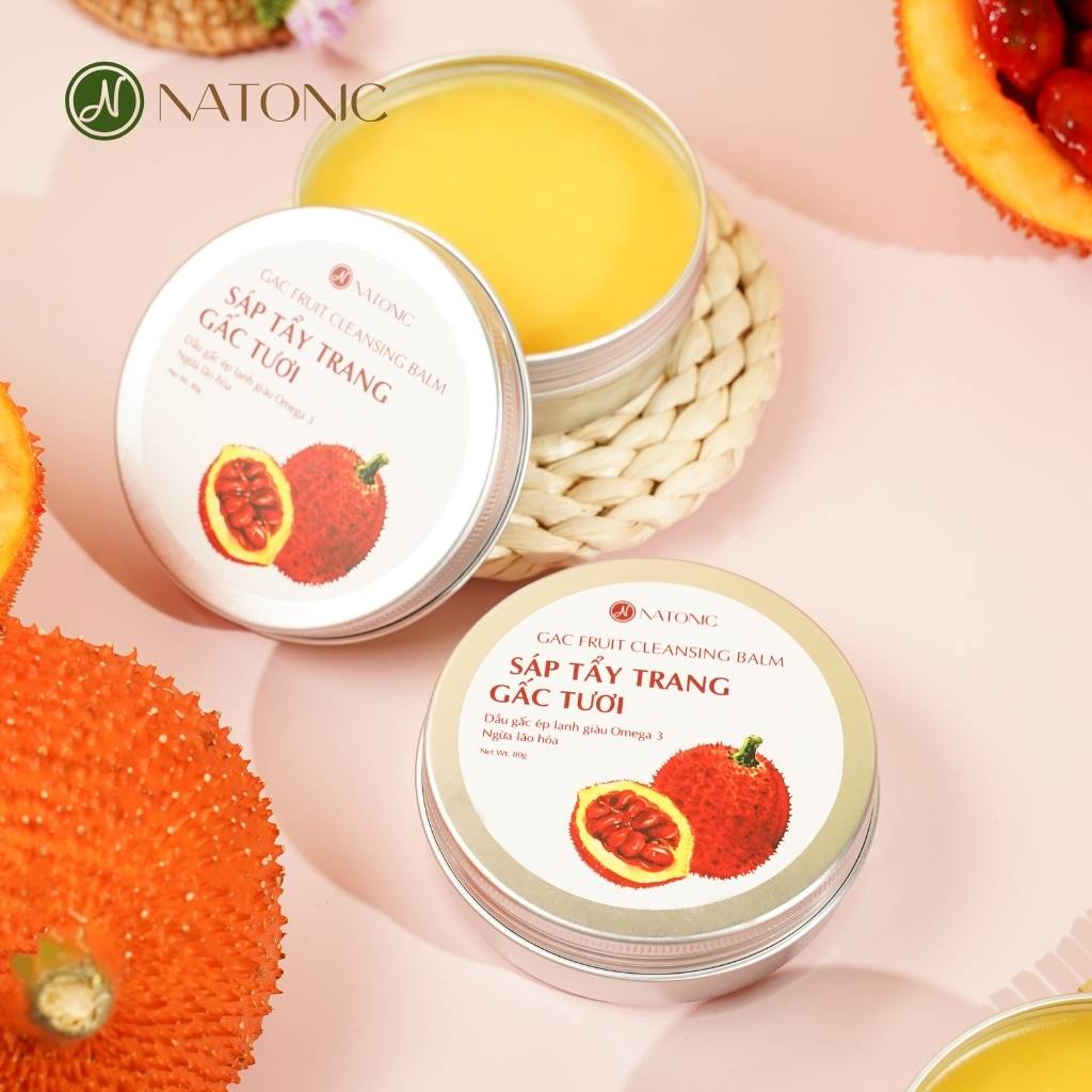 Sáp tẩy trang Gấc Tươi Natonic làm sạch lớp makeup, dưỡng ẩm da, không chứa dầu khoáng