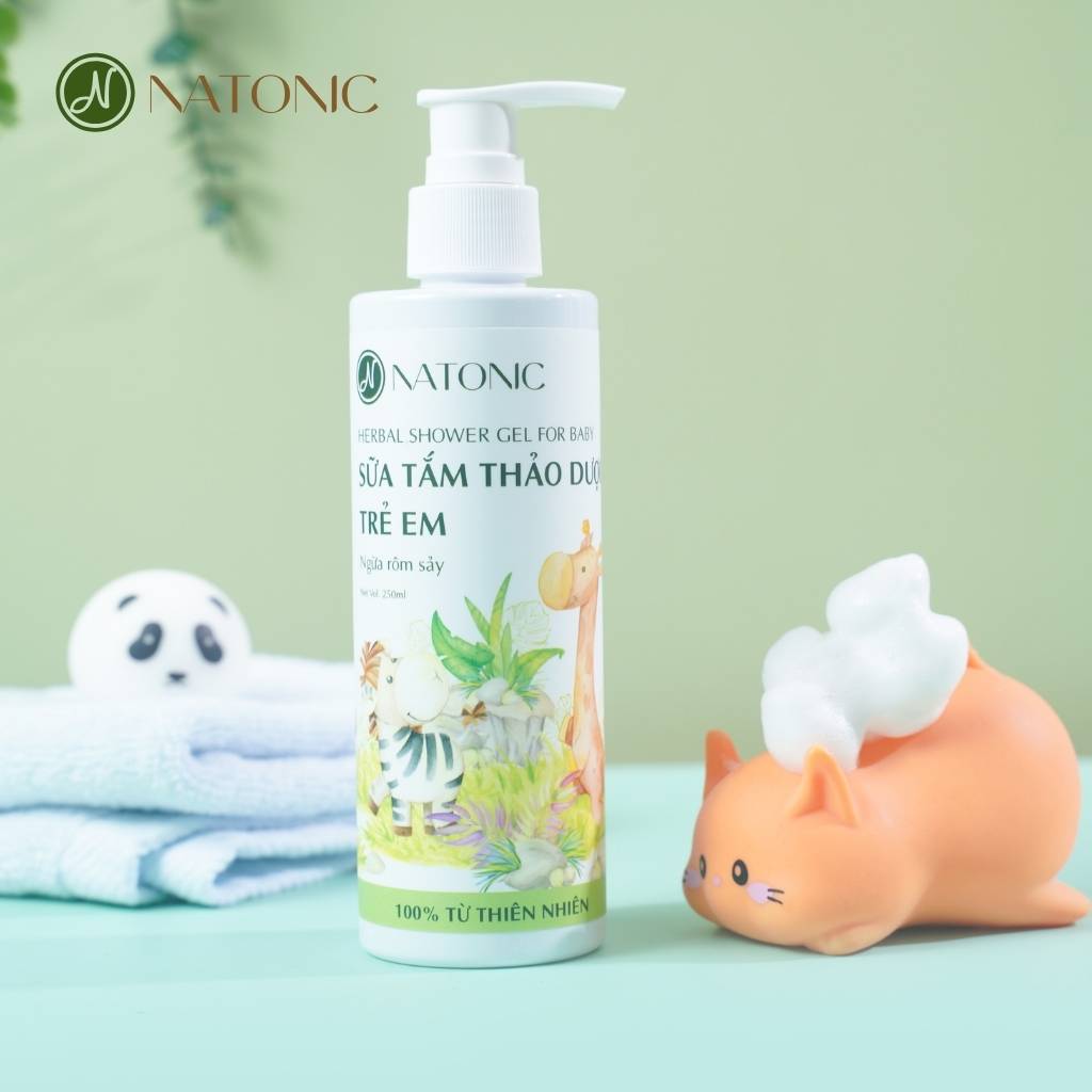 Sữa tắm thảo dược em bé Natonic hết rôm sảy, mẩn ngứa, cấp ẩm da