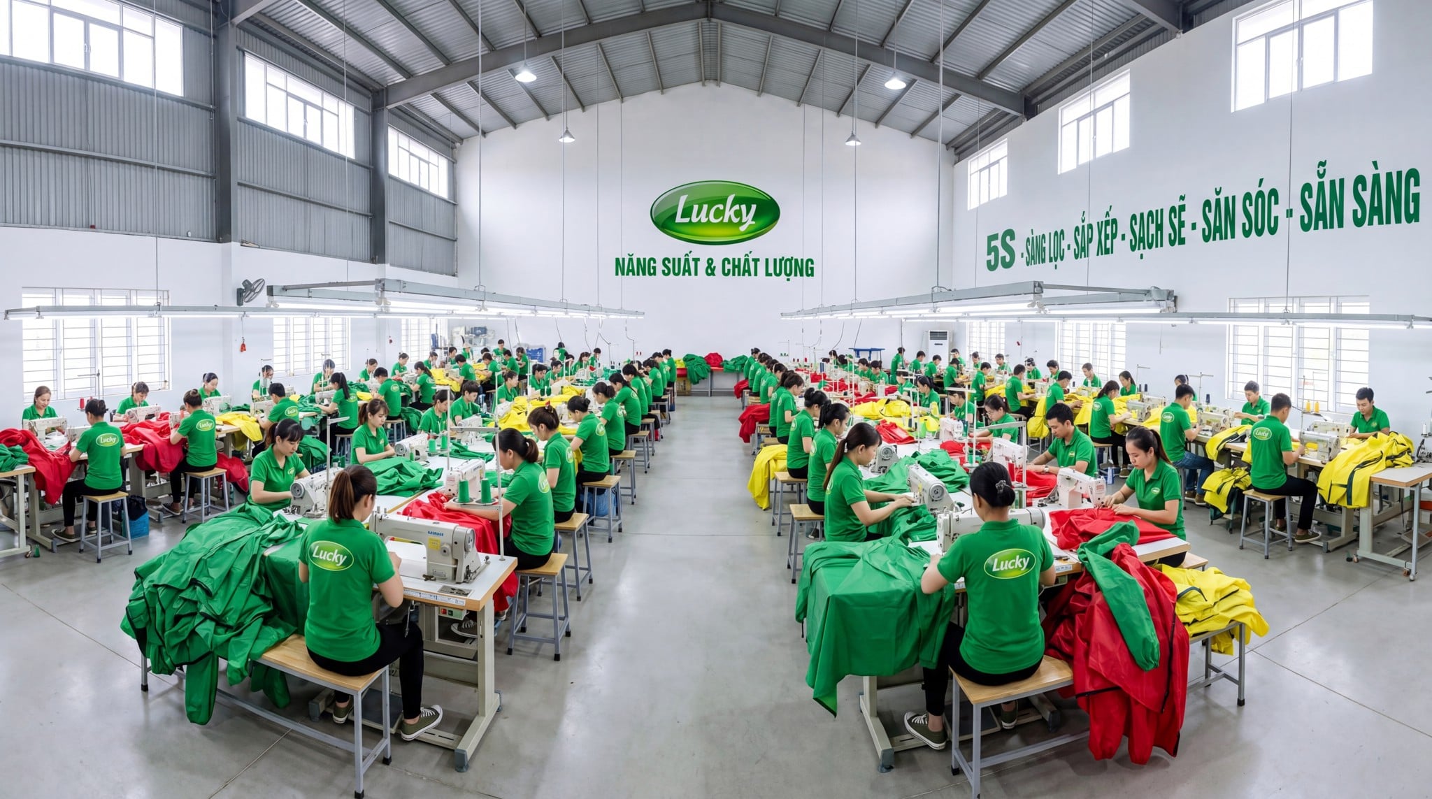 XƯỞNG MAY ÁO MƯA VẢI LUCKY – ĐƯỜNG MAY CHẮC CHẮN, THÀNH PHẨM CAO CẤP