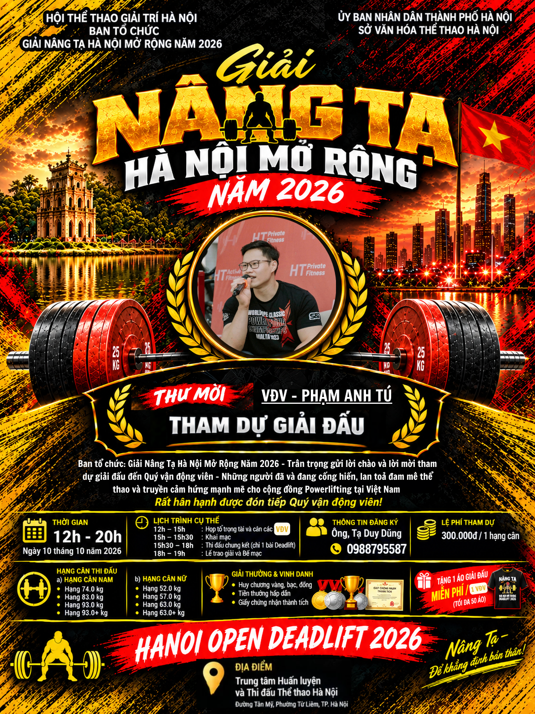 THƯ MỜI - VĐV THAM DỰ GIẢI ĐẤU - GIẢI NÂNG TẠ HÀ NỘI MỞ RỘNG NĂM 2026