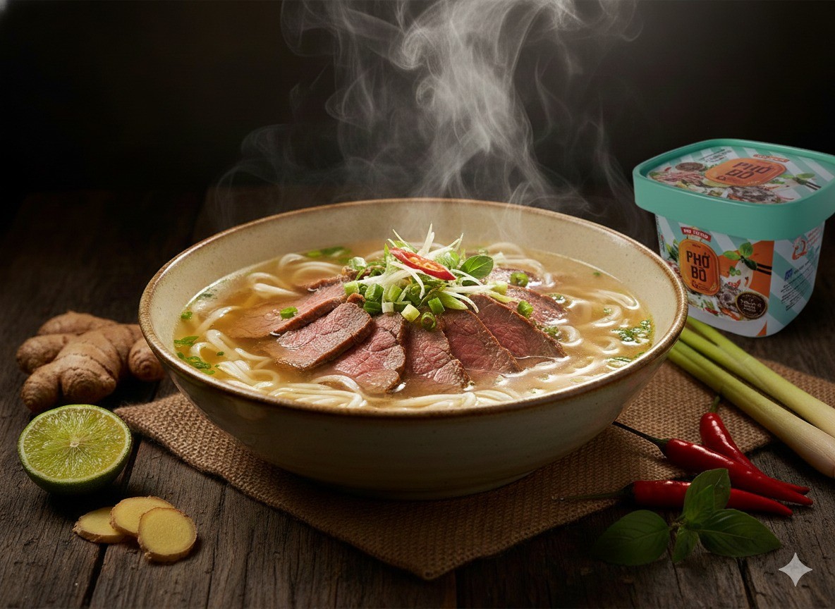Phở bò Nam Định sấy thăng hoa MDFOOD – Gói trọn hương vị quê nhà trong một hộp phở