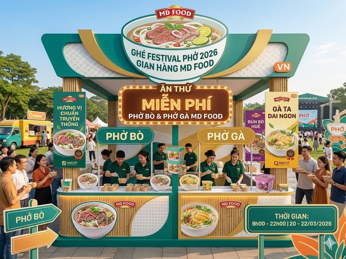 Dùng thử miễn phí canh phở sấy thăng hoa MDFOOD tại Festival Phở 2026