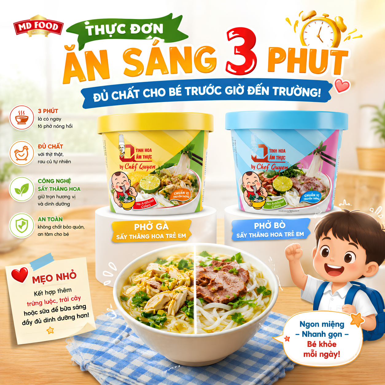 Thực Đơn Ăn Sáng 3 Phút Đủ Chất Cho Bé Trước Giờ Đến Trường | MD Food
