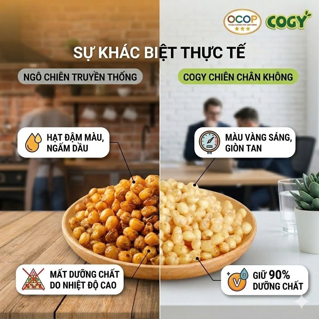 Ngô Chiên Và Ngô Nếp Tươi Sấy Chiên Chân Không Có Gì Khác Biệt?