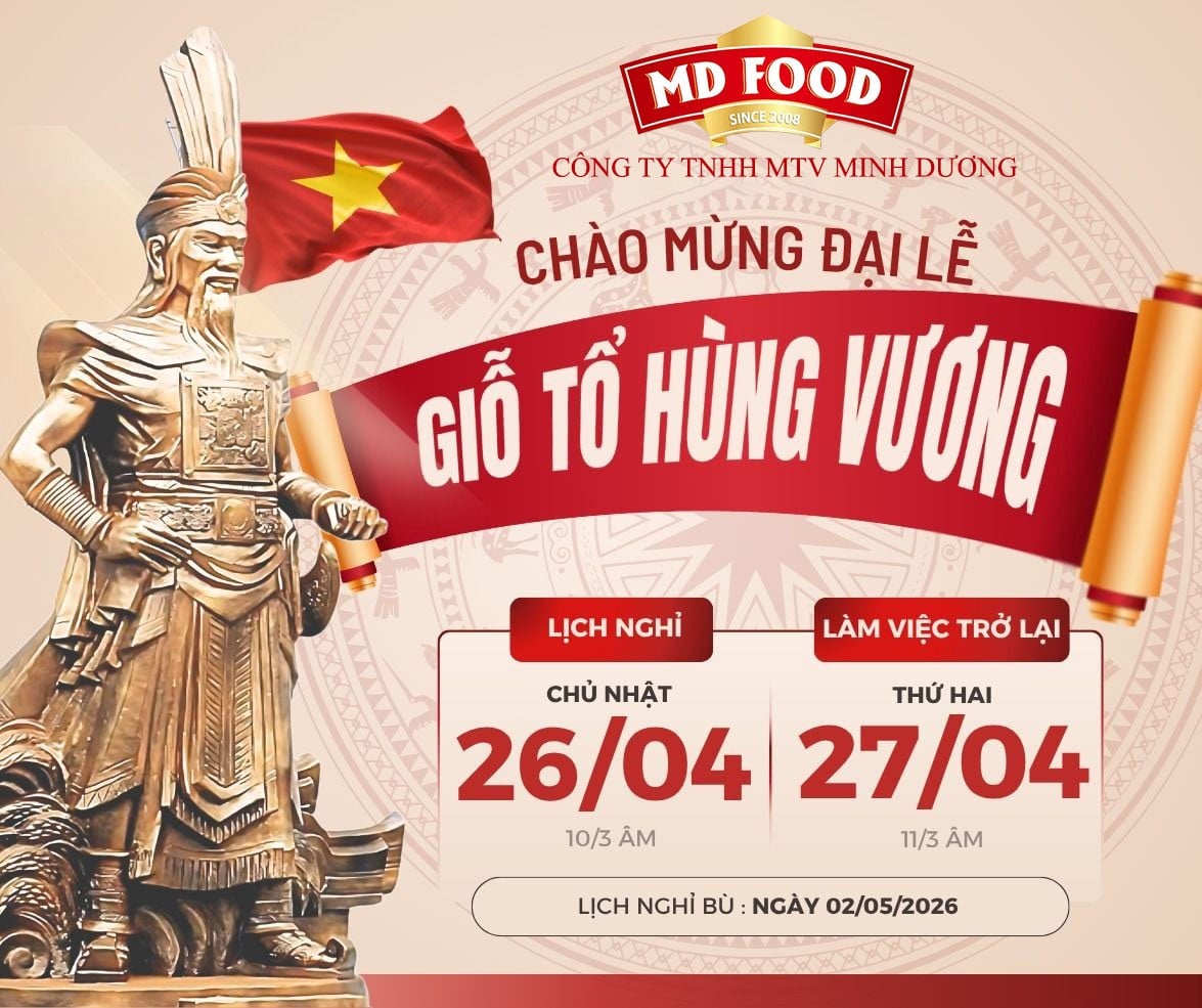 MDFOOD THÔNG BÁO LỊCH NGHỈ LỄ GIỖ TỔ HÙNG VƯƠNG 2026