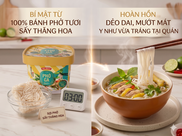 Sợi phở gà tươi sấy thăng hoa MD Food