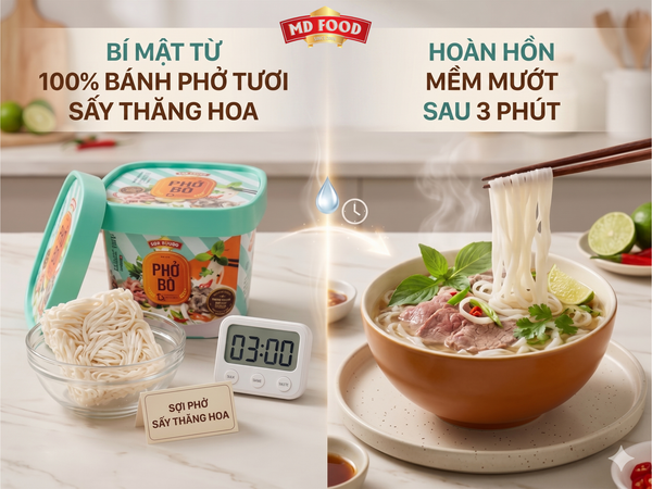 Bánh phở tươi được sấy thăng hoa của nhà MD Food
