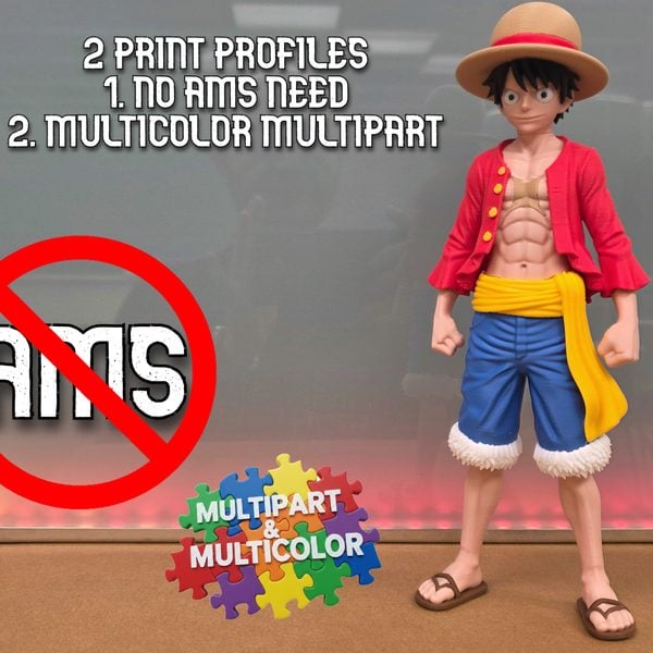 Mô hình in 3D Luffy One Piece Mô hình nhân vật in 3D Monkey D. Luffy One Piece đa màu file STL MakerWorld