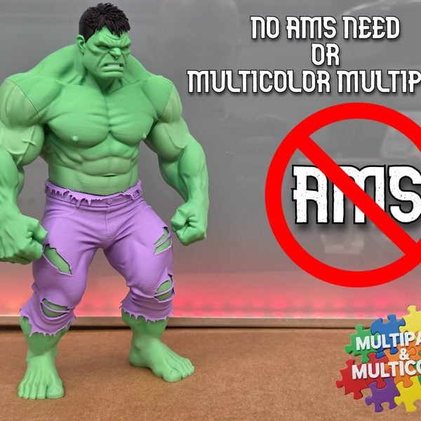 Mô hình in 3D Hulk Marvel fan art Mô hình in 3D Hulk Marvel fan art multipart đa màu xanh in FDM AMS