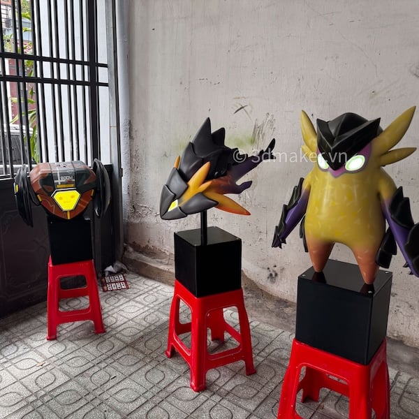 Bộ mô hình nhân vật sơn hoàn thiện chờ bàn giao tại xưởng 3DMaker