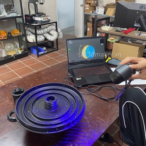 Scan 3D vật mẫu thật ra file STL/STEP Quét 3D chi tiết cơ khí bằng máy scan cầm tay, dữ liệu dựng trực tiếp trên máy tính