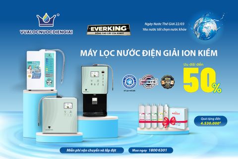 Ngày Nước Thế Giới 22/03 - yêu nước tốt chọn nước khỏe | Máy lọc nước điện giải ion kiềm ưu đãi đến 50%, quà tặng 4.530.000đ