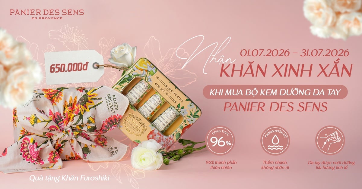 CTKM Panier Des Sens: NHẬN KHĂN XINH XẮN KHI MUA BỘ KEM DƯỠNG DA TAY