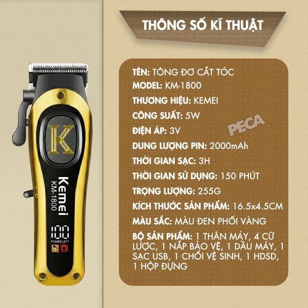 Tông đơ cắt tóc chuyên nghiệp km-1800