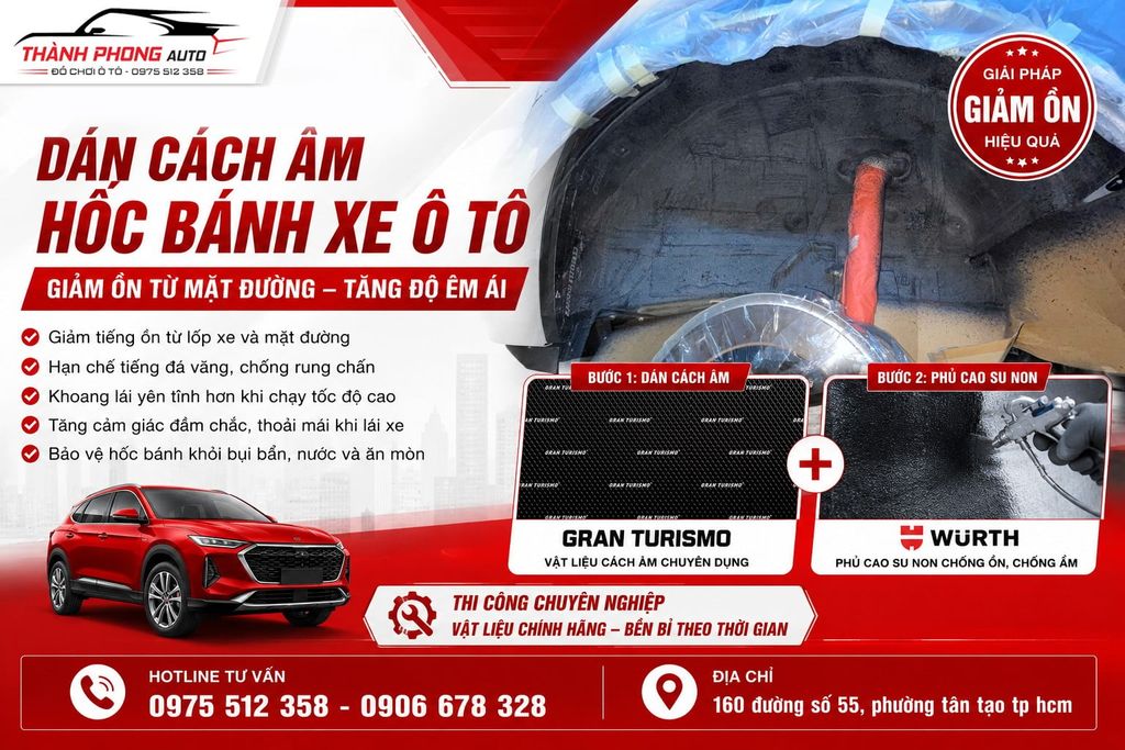 Dán Cách Âm Chống Ồn 4 Hốc Bánh Xe