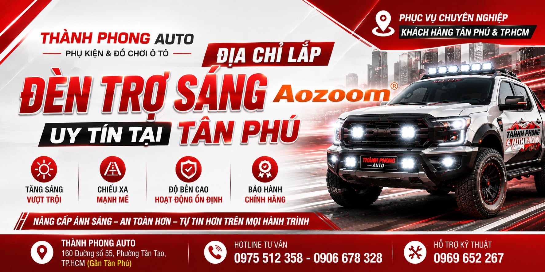 Địa Chỉ Lắp Đèn Trợ Sáng Aozoom Uy Tín Tại Tân Phú