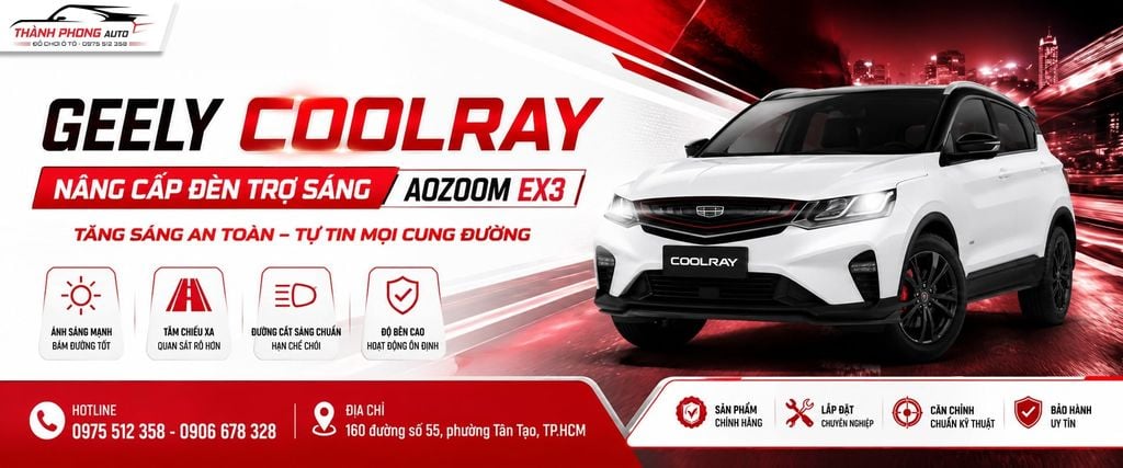 Geely Coolray lắp đèn trợ sáng Aozoom EX3