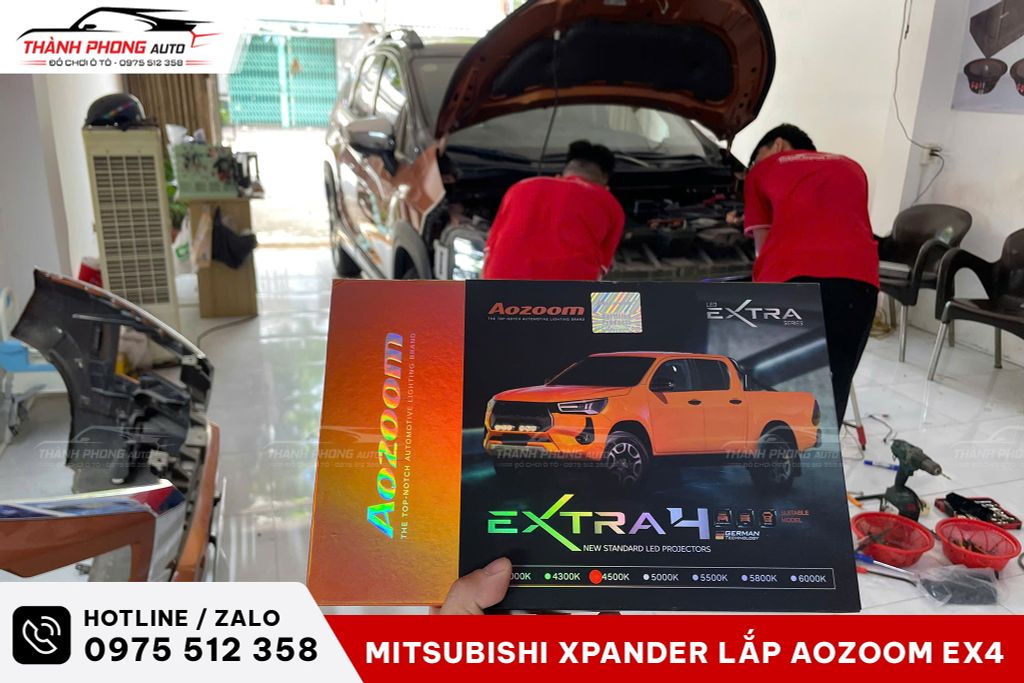 Lắp Đèn Trợ Sáng AOZOOM EX4 Cho Mitsubishi Xpander Cross