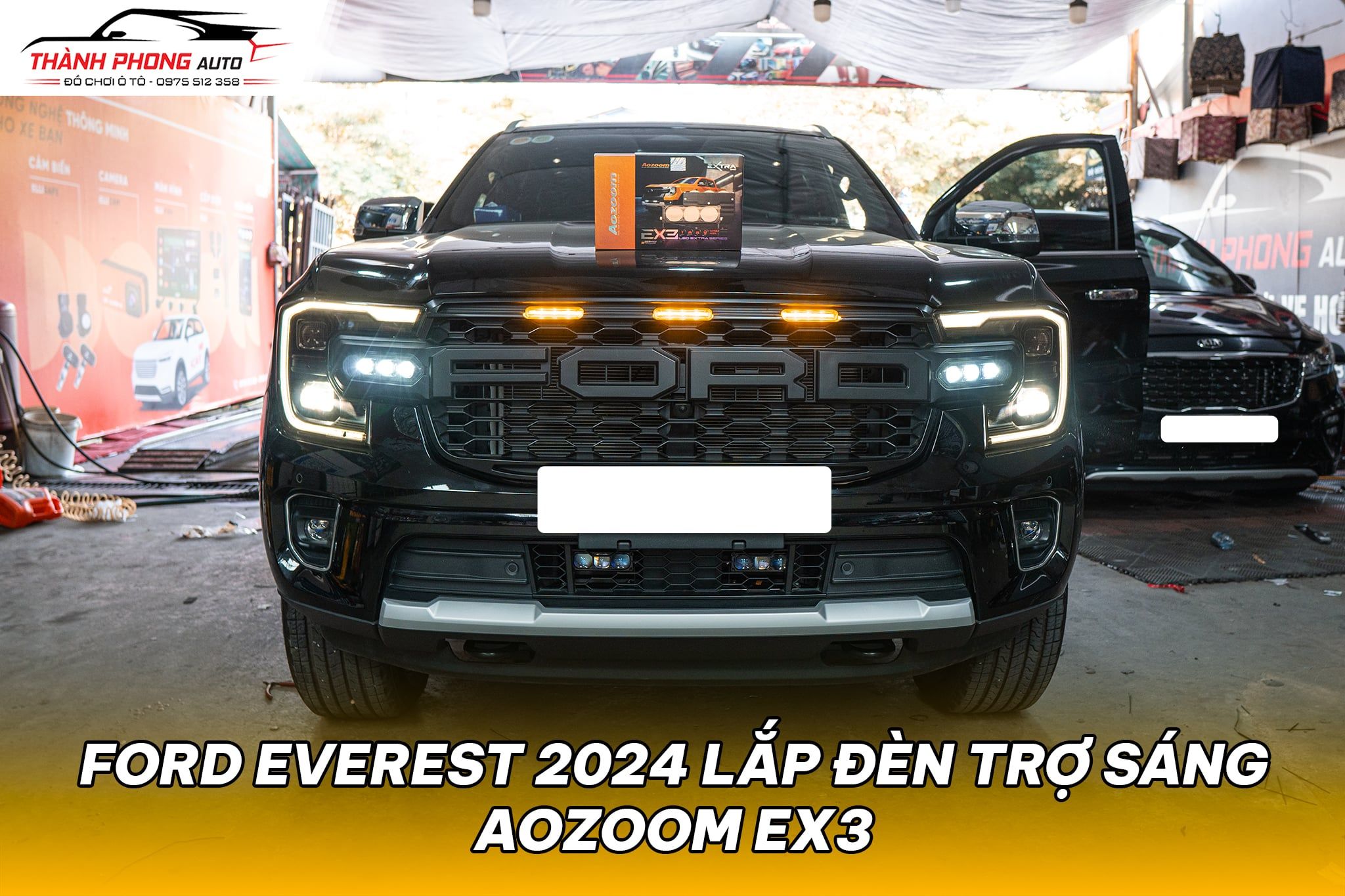 Ford everest 2024 lắp đèn trợ sáng Aozoom EX3