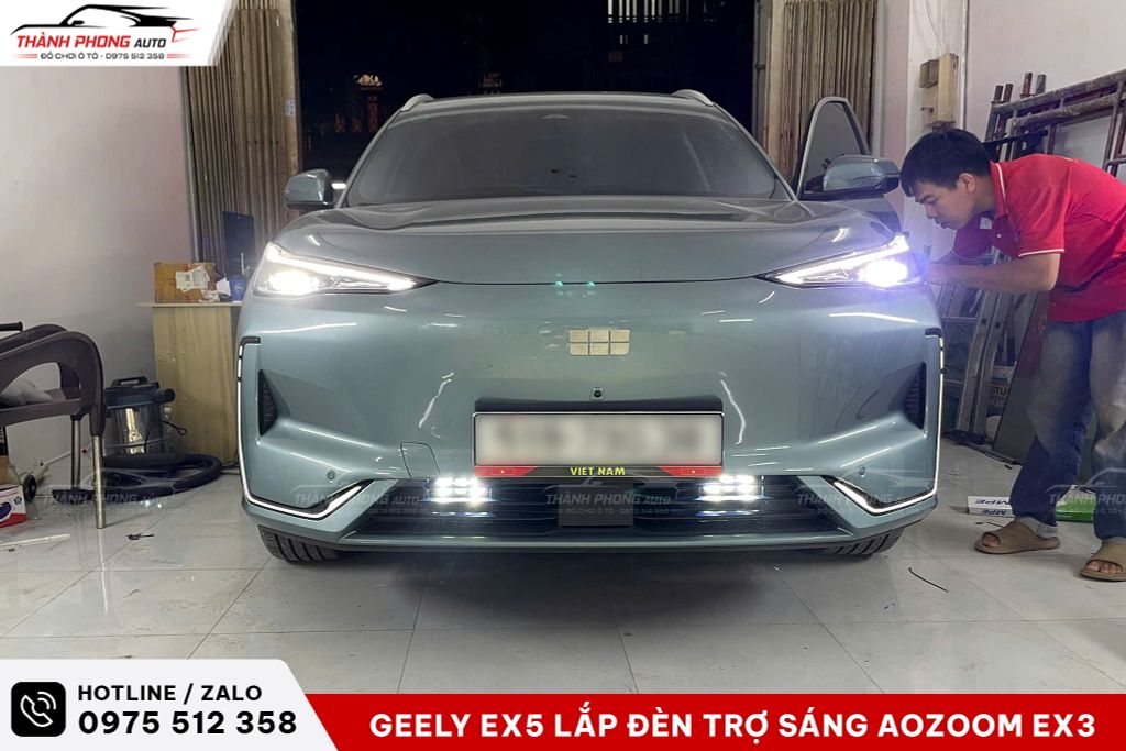 geely ex5 lắp đèn trợ sáng aozoom ex3