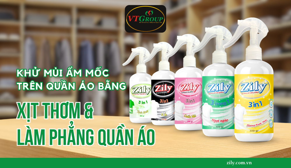 Khử Mùi Ẩm Mốc Trên Quần Áo Bằng Xịt Thơm & Làm Phẳng Zily