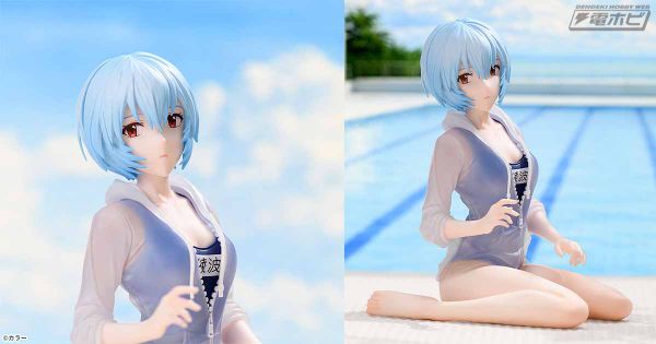 Ayanami Rei trong trang phục áo bơi học sinh từ Rebuild of Evangelion chuẩn bị ra mắt