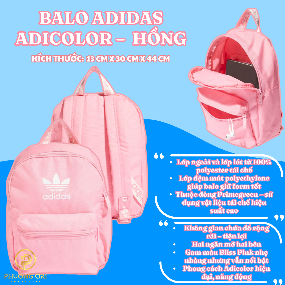 🎒 Balo Adidas Adicolor – Màu Hồng